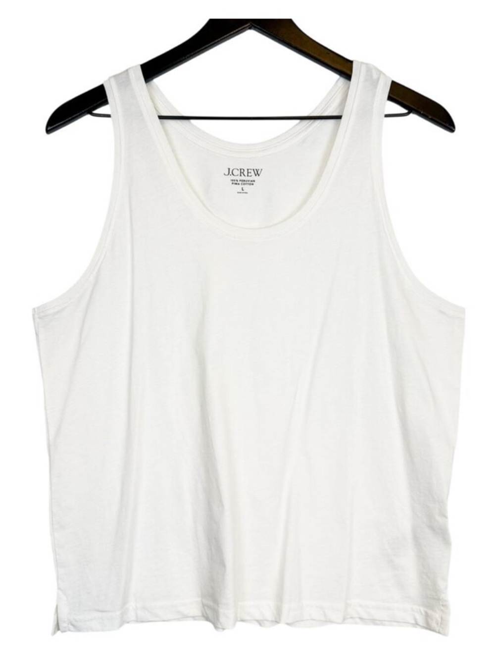 J.Crew Womens Scoop Neck Pima Cotton Tank Top White - L